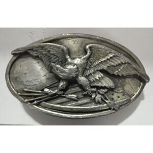 Vintage 1983 Bald Eagle Brass Belt Buckle by Bergamot Brass Works, USA‎